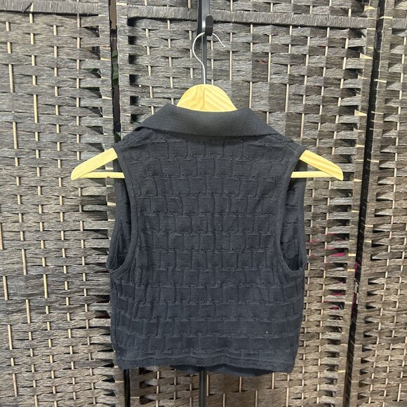 The Bubble Blue Cotton Textured Cropped Collared Sweater Size Medium NWT - Picture 5 of 5